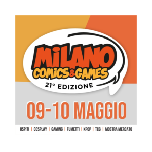 Logo di Milano Comics & Games 21° edizione, eventi di cosplay, gaming e fumetti, 09-10 maggio.