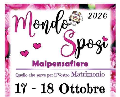Locandina evento Mondo Sposi 2026 a Malpensafiere, 17-18 ottobre, tutto per il tuo matrimonio.